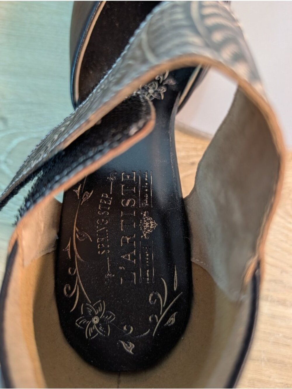 L'Artiste by Spring Step Toolie Black Tooled Leather Mary Jane Shoes Women's 41 - Picture 10 of 10
